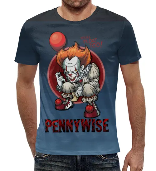 Заказать мужскую футболку в Москве. Футболка с полной запечаткой (мужская) Pennywise от ПРИНТЫ ПЕЧАТЬ  - готовые дизайны и нанесение принтов.
