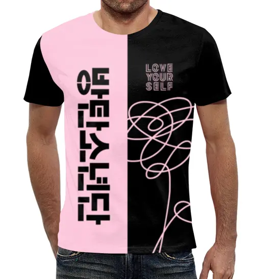 Заказать мужскую футболку в Москве. Футболка с полной запечаткой (мужская) BTS (k-pop)  от geekbox - готовые дизайны и нанесение принтов.