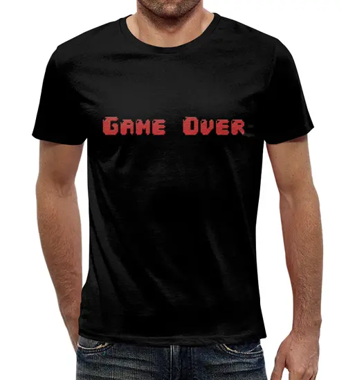 Заказать мужскую футболку в Москве. Футболка с полной запечаткой (мужская) Game over от THE_NISE  - готовые дизайны и нанесение принтов.