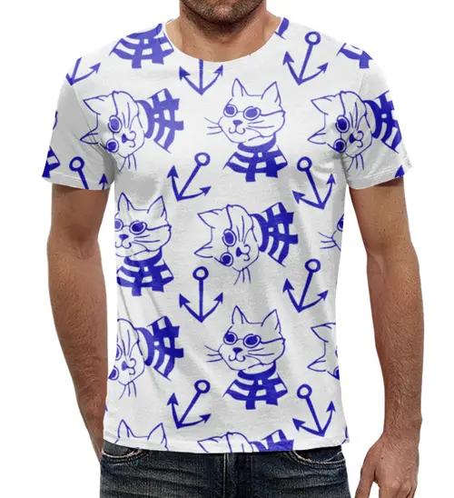 Заказать мужскую футболку в Москве. Футболка с полной запечаткой (мужская) Котики  от T-shirt print  - готовые дизайны и нанесение принтов.