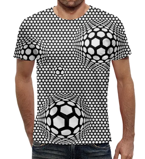Заказать мужскую футболку в Москве. Футболка с полной запечаткой (мужская) Футбольные мячи (2) от ПРИНТЫ ПЕЧАТЬ  - готовые дизайны и нанесение принтов.