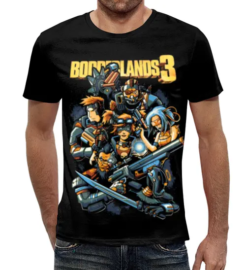 Заказать мужскую футболку в Москве. Футболка с полной запечаткой (мужская) Borderlands от geekbox - готовые дизайны и нанесение принтов.
