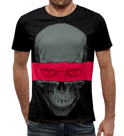 Заказать мужскую футболку в Москве. Футболка с полной запечаткой (мужская) Skull Face от balden - готовые дизайны и нанесение принтов.