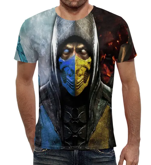 Заказать мужскую футболку в Москве. Футболка с полной запечаткой (мужская) Mortal Kombat от acidhouses - готовые дизайны и нанесение принтов.