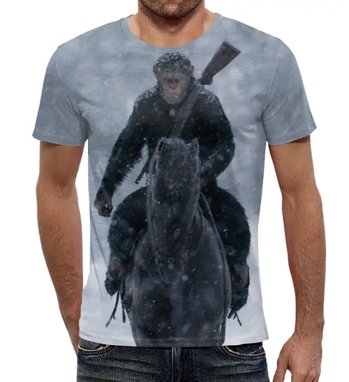Заказать мужскую футболку в Москве. Футболка с полной запечаткой (мужская) Планета обезьян от CoolDesign - готовые дизайны и нанесение принтов.