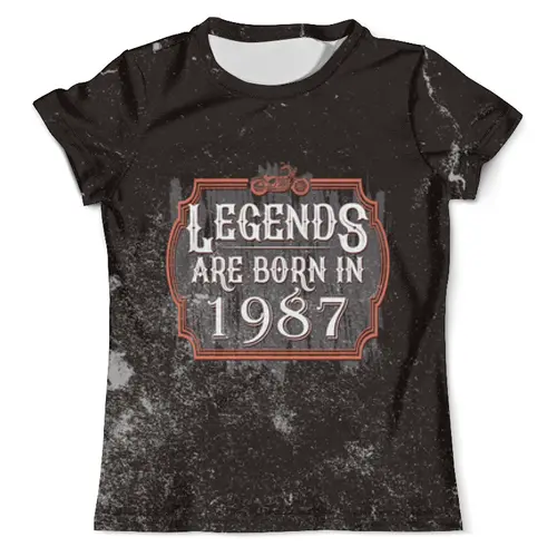 Заказать мужскую футболку в Москве. Футболка с полной запечаткой (мужская) Legends Are Born In 1987 от tutik_mutik@mail.ru - готовые дизайны и нанесение принтов.