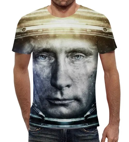 Заказать мужскую футболку в Москве. Футболка с полной запечаткой (мужская) Президент России от wolk2471 - готовые дизайны и нанесение принтов.
