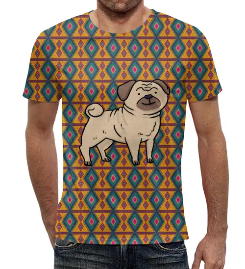 Заказать мужскую футболку в Москве. Футболка с полной запечаткой (мужская) Собака от svetlanas - готовые дизайны и нанесение принтов.
