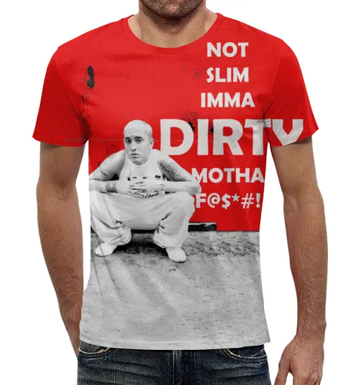 Заказать мужскую футболку в Москве. Футболка с полной запечаткой (мужская) Eminem от Vladec11 - готовые дизайны и нанесение принтов.