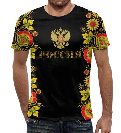 Заказать мужскую футболку в Москве. Футболка с полной запечаткой (мужская) Россия  от multikot - готовые дизайны и нанесение принтов.