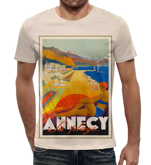 Заказать мужскую футболку в Москве. Футболка с полной запечаткой (мужская) Озеро Анси от acidhouses - готовые дизайны и нанесение принтов.