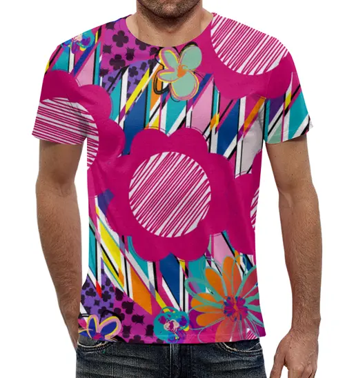 Заказать мужскую футболку в Москве. Футболка с полной запечаткой (мужская) Цветочный  от THE_NISE  - готовые дизайны и нанесение принтов.