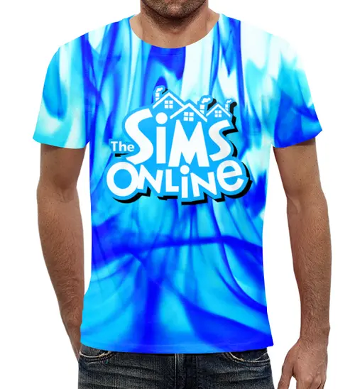 Заказать мужскую футболку в Москве. Футболка с полной запечаткой (мужская) Sims Online от THE_NISE  - готовые дизайны и нанесение принтов.