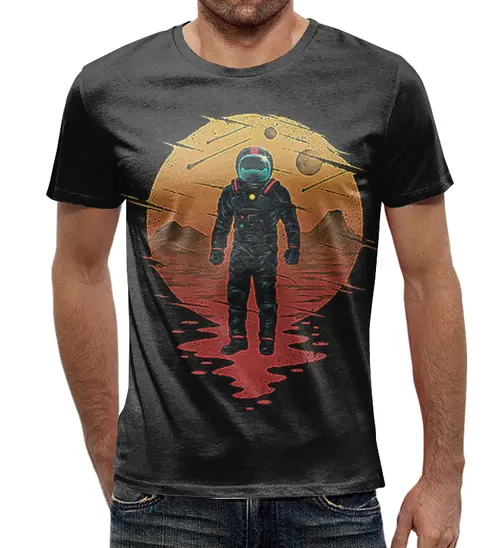 Заказать мужскую футболку в Москве. Футболка с полной запечаткой (мужская) Астронавт (1) от T-shirt print  - готовые дизайны и нанесение принтов.