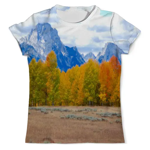 Заказать мужскую футболку в Москве. Футболка с полной запечаткой (мужская) Деревья в горах от THE_NISE  - готовые дизайны и нанесение принтов.
