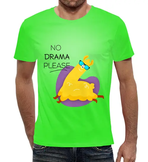 Заказать мужскую футболку в Москве. Футболка с полной запечаткой (мужская) No Drama !!!  от T-shirt print  - готовые дизайны и нанесение принтов.