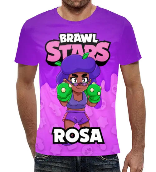 Заказать мужскую футболку в Москве. Футболка с полной запечаткой (мужская) BRAWL STARS ROSA от geekbox - готовые дизайны и нанесение принтов.
