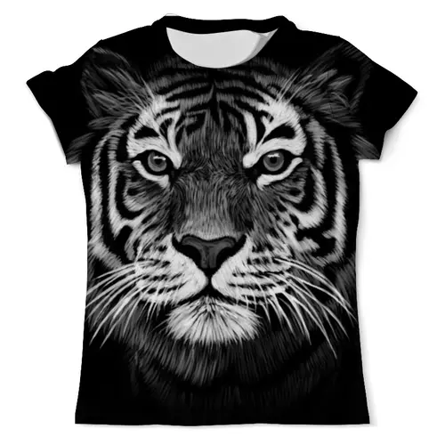 Заказать мужскую футболку в Москве. Футболка с полной запечаткой (мужская) Белый Тигр от printik - готовые дизайны и нанесение принтов.