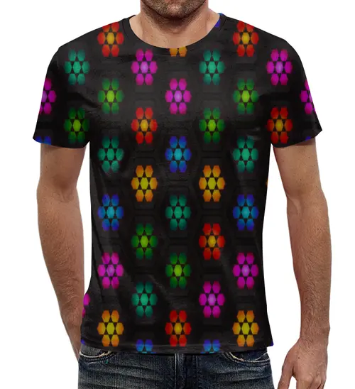 Заказать мужскую футболку в Москве. Футболка с полной запечаткой (мужская) Nano Flower от THE_NISE  - готовые дизайны и нанесение принтов.