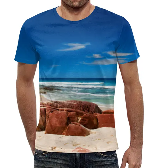 Заказать мужскую футболку в Москве. Футболка с полной запечаткой (мужская) Берег у моря от agrius88@mail.ru - готовые дизайны и нанесение принтов.