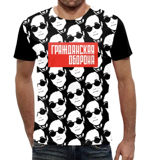 Заказать мужскую футболку в Москве. Футболка с полной запечаткой (мужская) Егор Летов от yp17@yandex.ru - готовые дизайны и нанесение принтов.