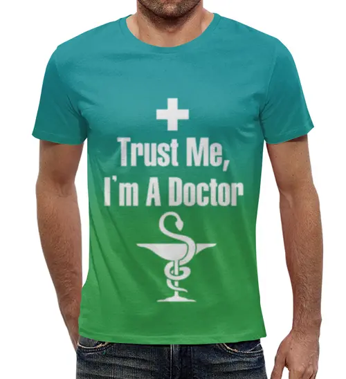 Заказать мужскую футболку в Москве. Футболка с полной запечаткой (мужская) Доктор от weeert - готовые дизайны и нанесение принтов.