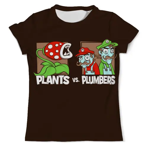 Заказать мужскую футболку в Москве. Футболка с полной запечаткой (мужская) Plants vs Plumbers  от ПРИНТЫ ПЕЧАТЬ  - готовые дизайны и нанесение принтов.