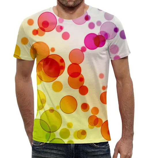 Заказать мужскую футболку в Москве. Футболка с полной запечаткой (мужская) Разноцветные круги от THE_NISE  - готовые дизайны и нанесение принтов.