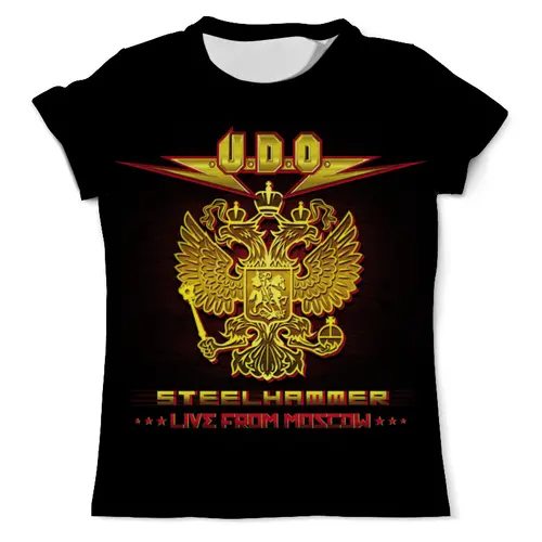 Заказать мужскую футболку в Москве. Футболка с полной запечаткой (мужская) U.D.O. Band от Leichenwagen - готовые дизайны и нанесение принтов.