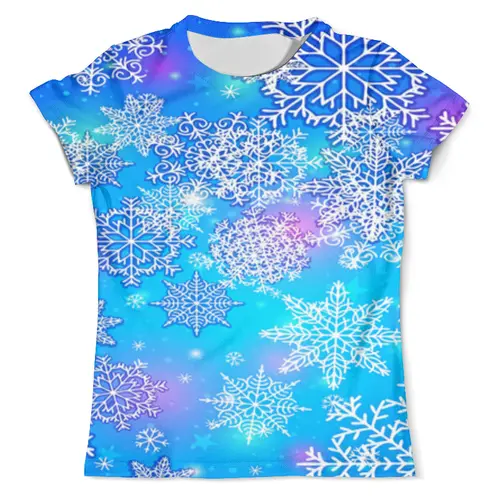 Заказать мужскую футболку в Москве. Футболка с полной запечаткой (мужская) Снежинки от THE_NISE  - готовые дизайны и нанесение принтов.