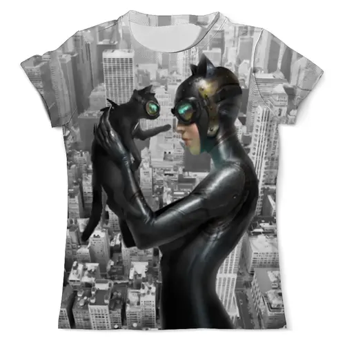 Заказать мужскую футболку в Москве. Футболка с полной запечаткой (мужская) Женщина кошка от T-shirt print  - готовые дизайны и нанесение принтов.