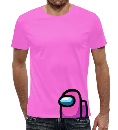 Заказать мужскую футболку в Москве. Футболка с полной запечаткой (мужская) Among Us Pink от El Fox - готовые дизайны и нанесение принтов.