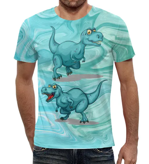 Заказать мужскую футболку в Москве. Футболка с полной запечаткой (мужская) Динозавры от Amerikanka - готовые дизайны и нанесение принтов.