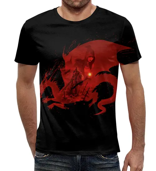 Заказать мужскую футболку в Москве. Футболка с полной запечаткой (мужская) Дракон от Violet - готовые дизайны и нанесение принтов.