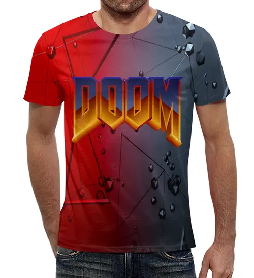 Заказать мужскую футболку в Москве. Футболка с полной запечаткой (мужская) Doom игра от THE_NISE  - готовые дизайны и нанесение принтов.