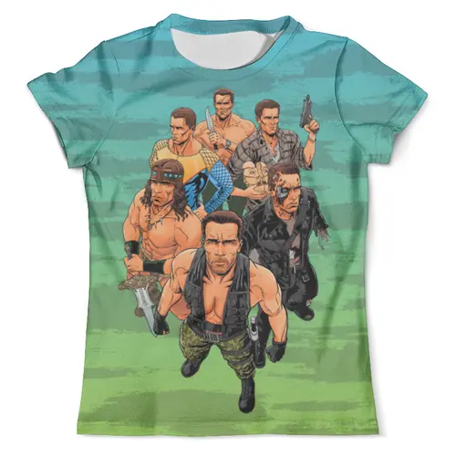 Заказать мужскую футболку в Москве. Футболка с полной запечаткой (мужская) Schwarzenegger от balden - готовые дизайны и нанесение принтов.