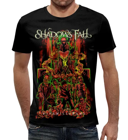 Заказать мужскую футболку в Москве. Футболка с полной запечаткой (мужская) Shadows Fall от geekbox - готовые дизайны и нанесение принтов.
