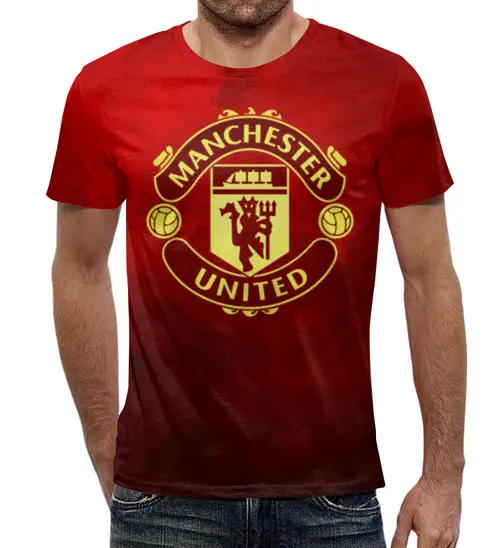 Заказать мужскую футболку в Москве. Футболка с полной запечаткой (мужская) Манчестер Юнайтед от geekbox - готовые дизайны и нанесение принтов.