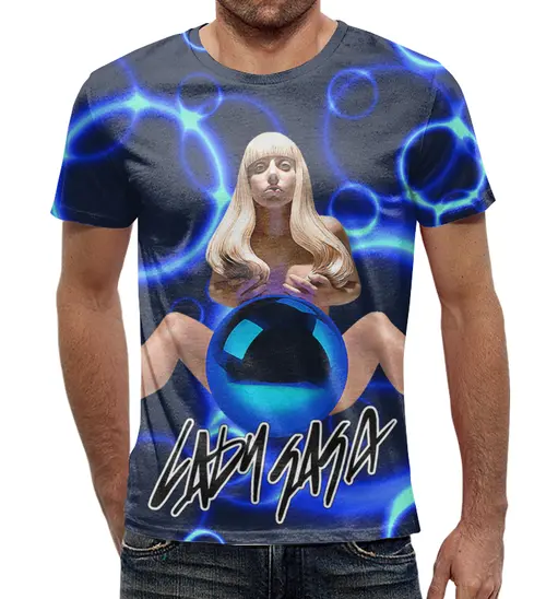 Заказать мужскую футболку в Москве. Футболка с полной запечаткой (мужская) Lady Gaga от balden - готовые дизайны и нанесение принтов.