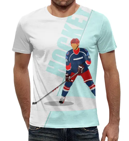 Заказать мужскую футболку в Москве. Футболка с полной запечаткой (мужская) Хоккеист      от T-shirt print  - готовые дизайны и нанесение принтов.