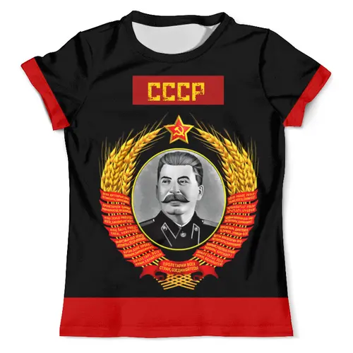 Заказать мужскую футболку в Москве. Футболка с полной запечаткой (мужская) Сталин   от T-shirt print  - готовые дизайны и нанесение принтов.
