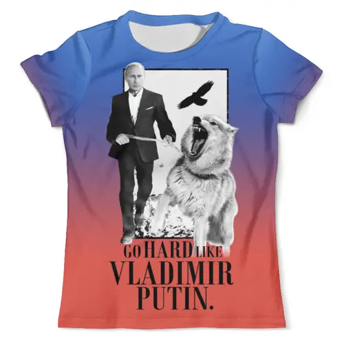 Заказать мужскую футболку в Москве. Футболка с полной запечаткой (мужская) Владимир Путин от EDJEY  - готовые дизайны и нанесение принтов.