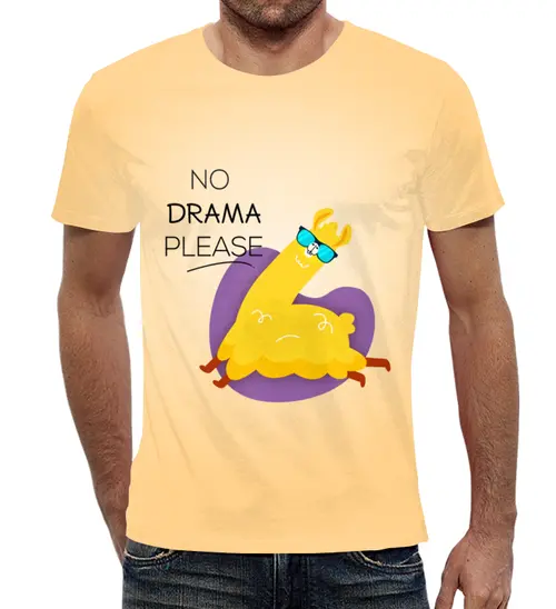 Заказать мужскую футболку в Москве. Футболка с полной запечаткой (мужская) No Drama !!!   от T-shirt print  - готовые дизайны и нанесение принтов.