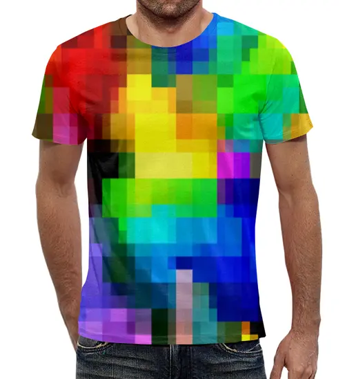 Заказать мужскую футболку в Москве. Футболка с полной запечаткой (мужская) Pixel от Fonzo - готовые дизайны и нанесение принтов.