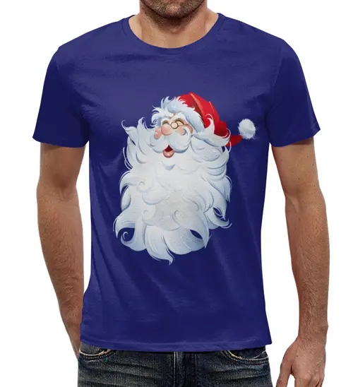 Заказать мужскую футболку в Москве. Футболка с полной запечаткой (мужская) Санта от THE_NISE  - готовые дизайны и нанесение принтов.