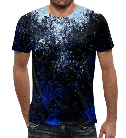 Заказать мужскую футболку в Москве. Футболка с полной запечаткой (мужская) Черно-синие брызги от THE_NISE  - готовые дизайны и нанесение принтов.