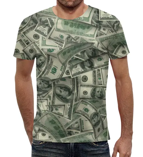 Заказать мужскую футболку в Москве. Футболка с полной запечаткой (мужская) American Dollars от Jimmy Flash - готовые дизайны и нанесение принтов.