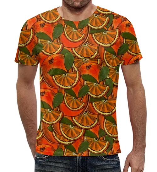 Заказать мужскую футболку в Москве. Футболка с полной запечаткой (мужская) Апельсин от THE_NISE  - готовые дизайны и нанесение принтов.