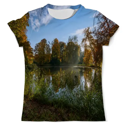 Заказать мужскую футболку в Москве. Футболка с полной запечаткой (мужская) Деревья у озера от THE_NISE  - готовые дизайны и нанесение принтов.