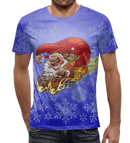 Заказать мужскую футболку в Москве. Футболка с полной запечаткой (мужская) Злой Санта от T-shirt print  - готовые дизайны и нанесение принтов.